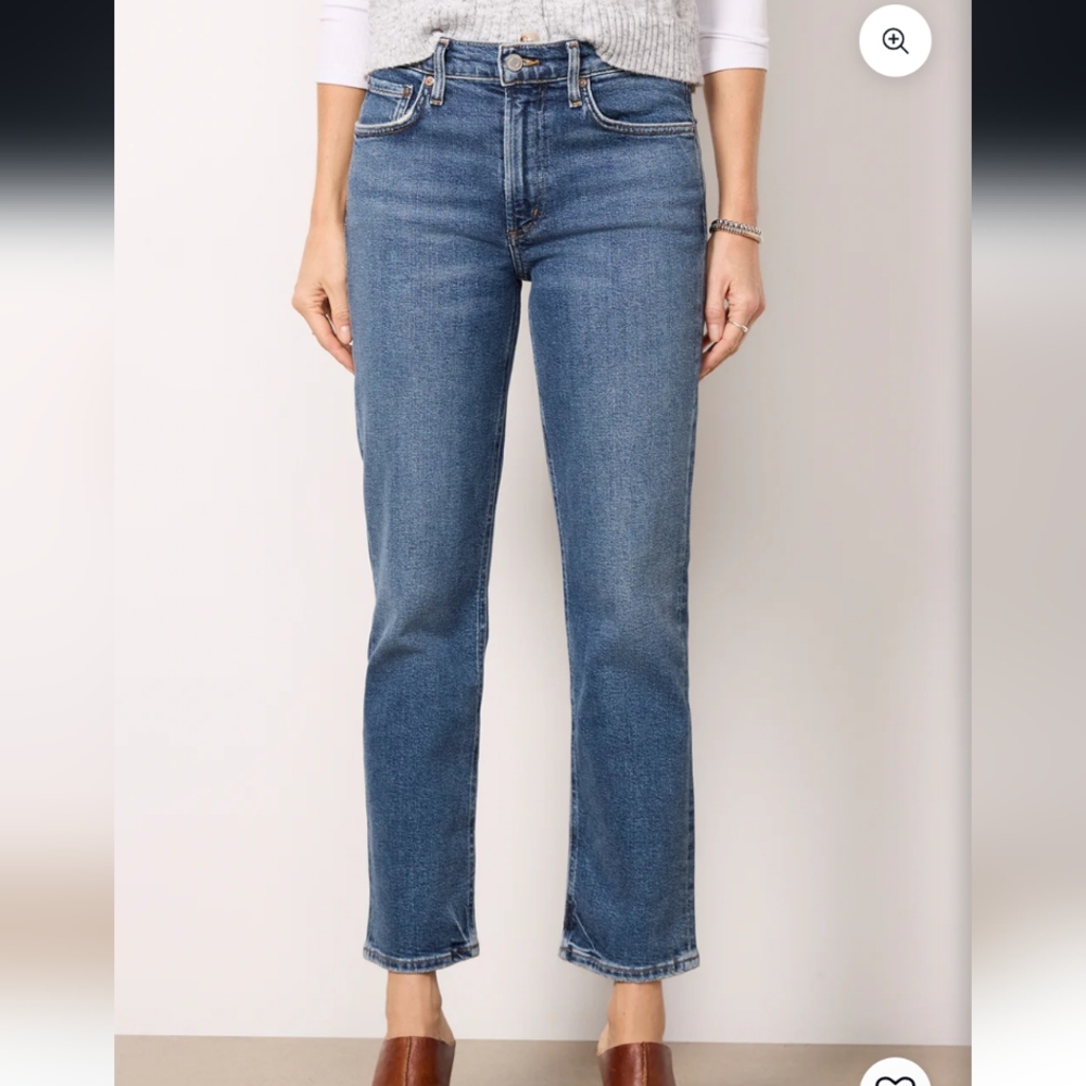 NWT AGOLDE Kye Mid Rise Straight Leg Crop Denim Jean in Song Size 30